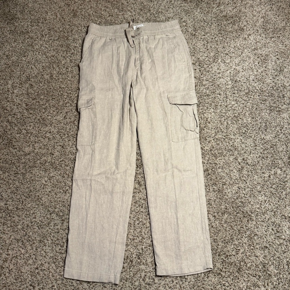 Porter & Ash Linen Blend Washable Slim Cargo Pants Men’s Size M